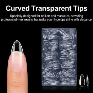 Press on Nails Full Cover Medium False Nails ABS Transparent Simple Almond French Clear Artificial Fingernails