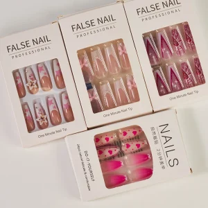 Press on Nails High Quality French Style Artificial Fingernails Coffin Heart Tip False Nails ABS Stick on Nails