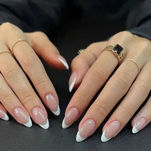 Press on Nails Supply LINE INS False Nail Art Medium Oval French Artificial Fingernail DIY