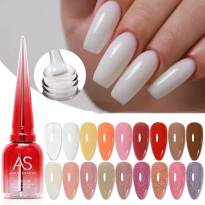Private Label 15ml Milky Pink Rubber Base Gel Nail Polish Glitter 15ml Semi Permanent Varnish Soak Off Self Leveling UV LED Gel