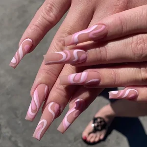 Rose Color Line Press on Nails Private Label