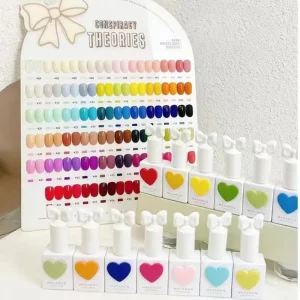 Private Label 58 Colors Nail Gel Polish Set 15ml Heart Bottle Nail UV Gel for Beauty