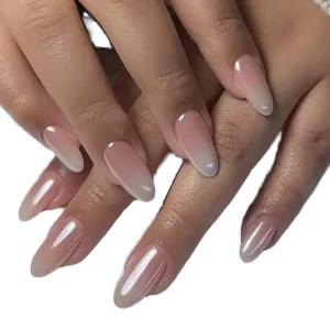 Private Label ABS Material Press on Nails French Style Almond Gradient Cat Eye False Nails for Finger