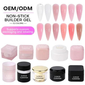 Private Label French Clear Non Stick Hand Gel Extension Nail Polish 3D Shaping Builder Solid Milky Jelly LED Eco Friendly