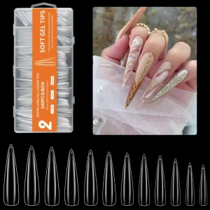 Private Label Full Half Cover Long False Tips Ballerina Coffin Artificial Press on Nails Set C Curve Fake Tips