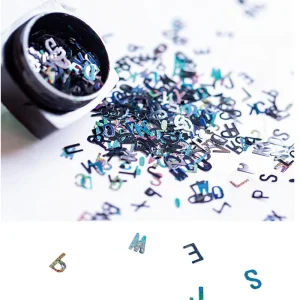 Private Label Multicolor Nail Laser Alphabet DIY Nail Art Sticker Decoration Tiny Slices Fingernails Accessories