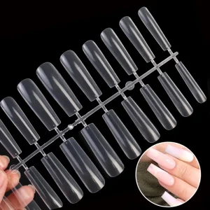 Private Label Nail Tips Non C Curve Tips Nails 500Pcs Transparent