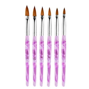 Private Label Oem Crystal Metal Handle Hair Custom Manicure Gel Brush, Liner Brush and 3D Acrylic Nail Art Brush