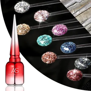 Private Label UV LED Soak Off Glitter Gel Polish in 9 Shimmering Colors