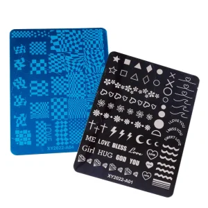 Private Logo Design Metal Nail Stamp Templates Big Art Stamping Plate for Grass Fur Flower Butterfly Totem Design