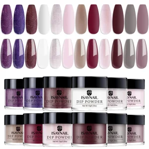 Professional 12-Color Acrylic Powder Dip Kit High Pigment Glitter Shiny Non-Toxic Dipping Powder Set