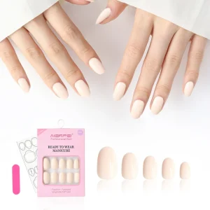 Professional 30PCS Oval Solid False Nails Soft Gel Press on Nails Full Cover Tips Ready to Wear Salon Quality Nails
