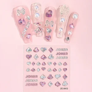 Professional 3D Nail Sticker Decals Laser Multi design DIY Press on Nail With Glue Stickers Nail Art Decoration