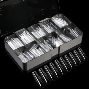 Professional 600PCS BOX Coffin Stiletto Almond Soft Gel X False Nail Clear Finger Press on Nail Tip for Manicure Nail Extension