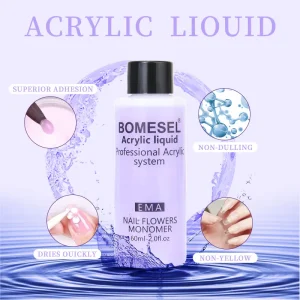 Professional 60ml Acrylic Liquid Crystal Clear Monomer for Acrylic Nails Strong Adhesion Portable and Removable EMA