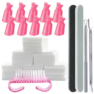 Professional 7 Piece Nail Care Set Plastic Towel Clip Nail Removal Buffer Polishing File Manicure Tool for Salon Nail Care Use