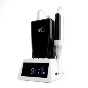 Professional 85w Low Noise 45000 Rpm Cordless Strong Black Nail Drill With Power Bank Portable Nail Machine Manicure Pedicure