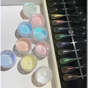 Professional 9 Color Pearlescent Aurora Fairy Magic Mirror Translucent Ice Skin Nail Powder for Luxury Salon Nail Art Supplies