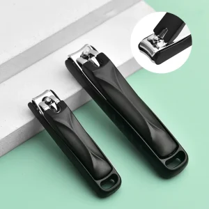 Professional ABS Splash Proof Nail Cutter Manicure Pedicure Portable Outdoor Black Nail Clipper