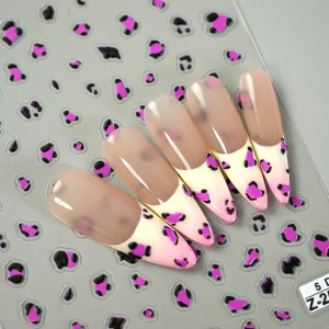 Professional Acrylic Leopard Print Nail Sticker Custom LOGO 3D Pattern Leopard Print Nail Sticker for Nail Art Decoration