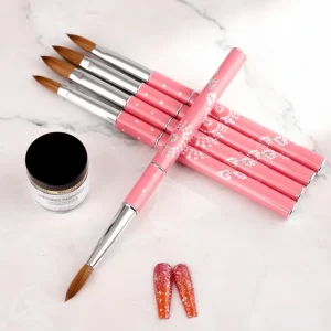 Professional Acrylic Nail Brush Kolinsky for Beginners Metal Handle for Makeup Application Acrylic Nail Powder Liquid