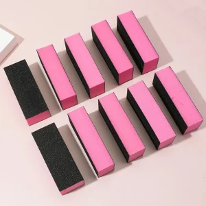 Professional Beauty Polishing Nail Buffer Block Double Side Emery Material Black and Pink Sponge Rectangle for Salon Use
