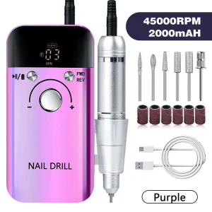 Professional Cordless Nail Gel Polisher Manicure 30W 45000 RPM Rechargeable Nail Drill Machine