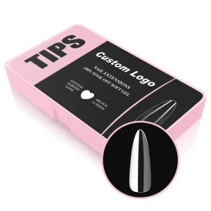 Professional Custom Brand Unique Private Label Crystal Clear Nail Tips Pmma Long Stiletto Soft Gel Full Cover Nail Tips 14 Sizes
