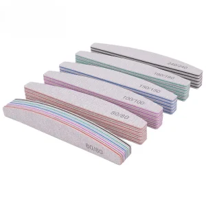 Professional Double Side Abrasive Sandpaper EVA Sponge Manicure Strips Nail Rubbing Strips Half moon Shape Nail File Nail Buffer