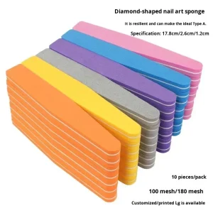 Professional Double Sided EVA Sponge Nail File 100 180 Grit for Acrylic Gel & Natural Nails