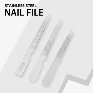 Professional Double Sided Stainless Steel Metal Nail File Buffer Straight Beauty File for Fingernails Toenails for Nail Art