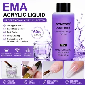 Professional EMA Acrylic Monomer Liquid for Acrylic Nail Extension Acrylic Powder System Nail Salon Supply OEM ODM Fast Drying