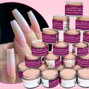 Professional EMA Monomer Charms Nail Art Supplies Buttery Nude Pink Clear Acrylic Powder Set for Secret Label