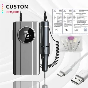 Professional Electric Nail Drill Machine 35000RPM Portable Finger Nail Drill for Acrylic Gel Manicure Pedicure Salon