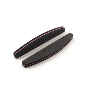 Professional Factory Double Sided Reusable Nail Buffer 100 100 Grit Private Label Customize Logo Half Moon Black File Nail