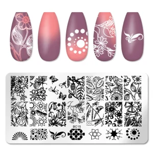Professional Flower Stainless Steel Stamp Plate Tool Image Kit Template OEM Polish Custom Nail Art Stamping Plates