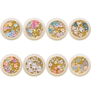 Professional Flowers 3D Nail Decoration Colorful Shiny Flower Nail DIY Stickers Nail Art Decoration