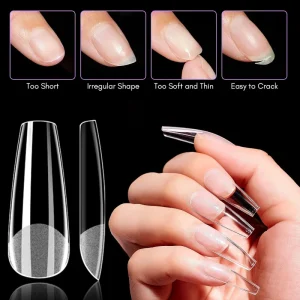 Professional Full Cover Half Matte Soft Gel ABS Acrylic Nail Tips Almond Stiletto Artificial Fingernails for Nail Art Extension