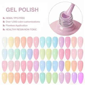 Professional Gel Polish Long Lasting UV LED Cure Nail Polish High Pigment Shiny Nail Gel for Salon & Home Manicure Non Toxic
