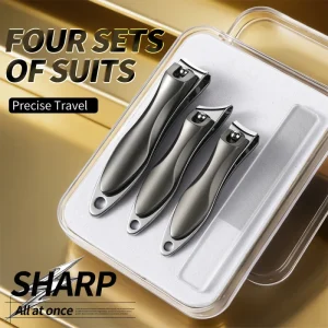 Professional Grade Stainless Steel Nail Clippers with Glass File for Finger & Toe Nails Wide Jaw Opening and Sharp Blade Tip