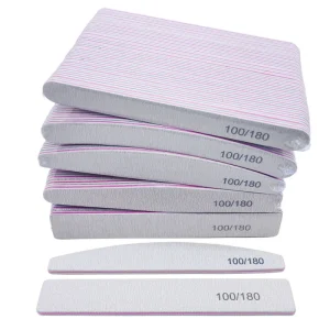 Professional Half Moon Nail Buffer Block with Sponge Custom Logo 100 180 Grit EVA Material Nail File