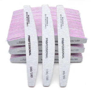 Professional Half Moon Nail Files 80 100 180 240 Grit Washable Sandpaper Emery Board Manicure Pedicure Art Tools Product Supply