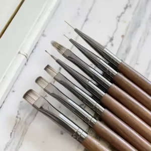 Professional High End Full Set Nail Art Tools Principal Hua Same Walnut Wood Handle Divine Gradient Painted Nylon Pull Line
