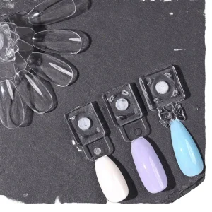Professional Japanese Removable Clear Color Almond Tip Card Polish Gel Stand Board Magnetic Bow False Nail Tips Display