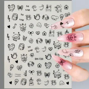 Professional Kawaii Cute Graffiti Cartoon Flat Nail Sticker Nail Art Self-adhesive Decals Designs Women Nail Sticker