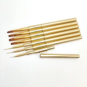 Professional Kolinsky Acrylic 3D Painting Art Liner Gel Pen Gold Nail Set Brush