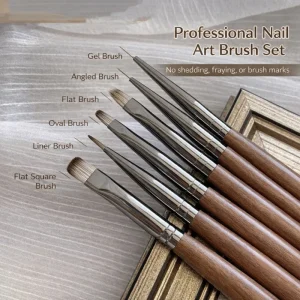 Professional Liner Art Ultra Fine Pointed Nylon Bristle Anti Slip Wooden Handle 8 Piece Nail Brush Set for Beauty Salon Nail Art