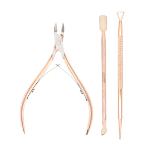 Professional Manicure Set 3Pcs Stainless Steel Nail Cuticle Nipper With Pusher Set Personalized Custom Logo Cuticle Nail Clipper