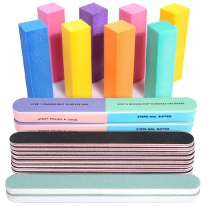 Professional Manicure Tools Rectangular 7 Way Nail Polishing Buffer Block 100 180 Grit Nail File Set