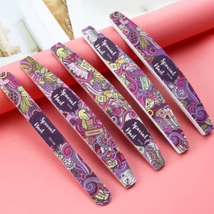Professional Manicurist Special Sandpaper Nail Files Pink Purple Cartoon Graffiti Double Side Emery Board Sponge Nail Buffer